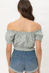 Off Shoulder, Cropped Top Puff Sleeve