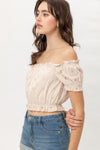 Off Shoulder, Cropped Top Puff Sleeve