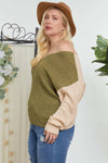 Color Block V Neck Sweater