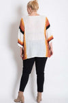 Stripe Accent Ribbeb Knit Sweater