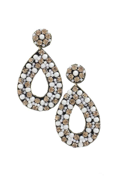 Pearl Rhinestone Teardrop Earring