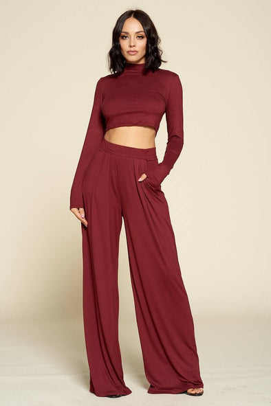 Casual Solid Color Two Piece Set