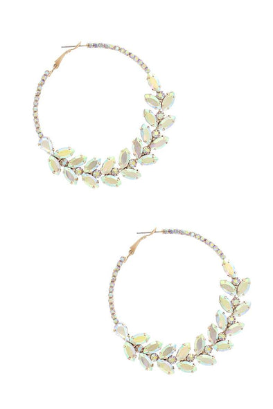 Marquise Shape Rhinestone Hoop Earring