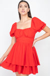 Puff Sleeves Frill Dress