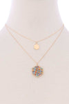 2 Layered Geometric Glass Bead Pendant Necklace