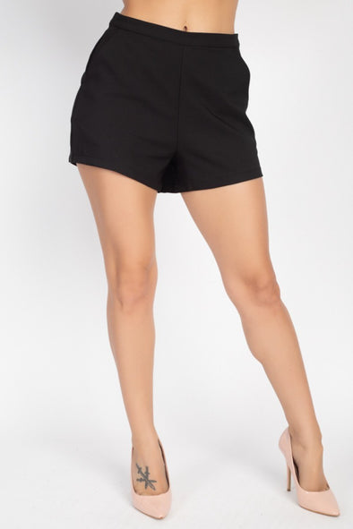 Back Zip-up Mini Shorts