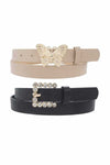 Mini Square Pearl And Butterfly Buckle Duo Belt