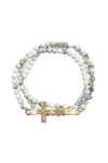Multi Layer Bead Metal Cross Bracelet