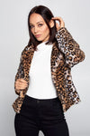 Short Open Front Leopard Print Collar Coat