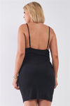 Plus Size Sleeveless Silky Cowl Neck Bodycon Cami Mini Dress