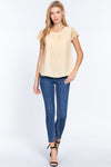 Scallop Lace Slv Woven Top