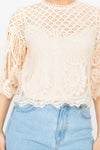 Mock 3/4 Sleeves Lace Designed Top