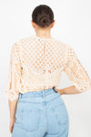 Mock 3/4 Sleeves Lace Designed Top