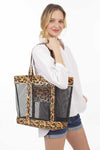 Fashion Leopard Print Mesh Tote Bag