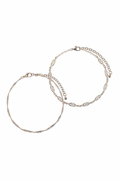 Metal Chain 2 Pc Bracelet Set