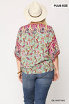 Paisley Printed V-neck Top With Front Tie