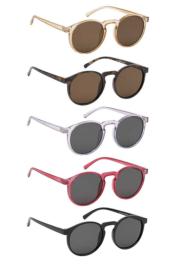Trendy Rounded Plain Frame Sunglasses