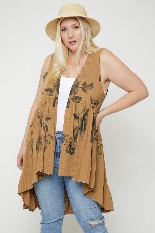 Long Flattering Silhouette Sleeveless Cardigan