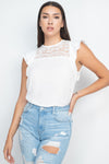 Lace Illusion Flutter Sleeves Top