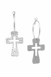 Metal Cross Dangle Hoop Earring