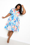 Marble Print Tiered Shirt Mini Dress