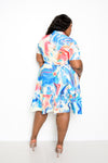 Marble Print Tiered Shirt Mini Dress