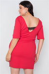 Plus Size Red Back Lace Detail Mini Dress