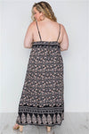 Plus Size Black Multi Crochet Cami Paisley Print Maxi Dress