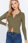 Rib Sweater Top W/front Zipper