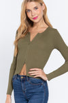 Rib Sweater Top W/front Zipper