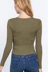 Rib Sweater Top W/front Zipper