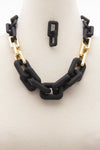 Smooth Texture Square Link Necklace