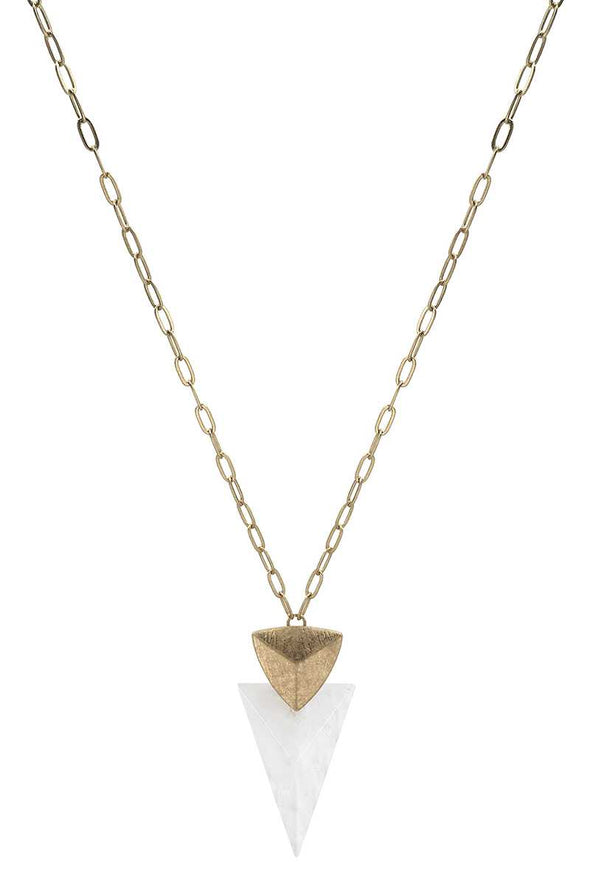 Metal Chain Triangle Natural Stone Pendant Necklace