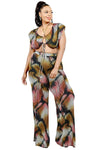 Plus Knitted Color Painting 2 Piece Pants Set