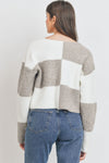 Round Neck Color Block Long Sleeve Sweater