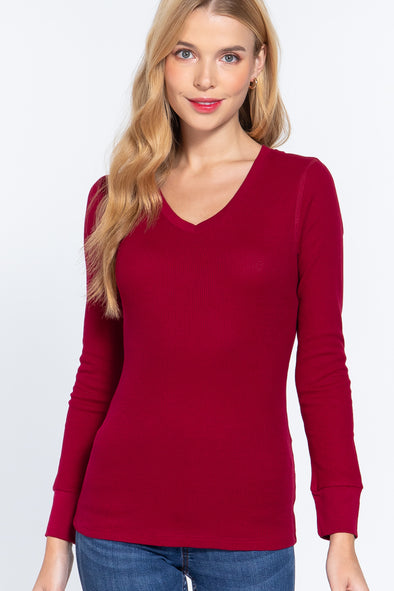 Long Slv V-neck Thermal Top