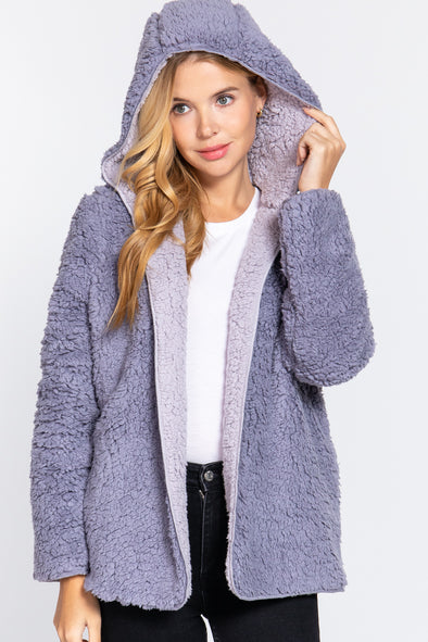 Hoodie Faux Fur Reversible Jacket