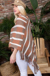 Bottom Tassel Edge Multi Color Poncho