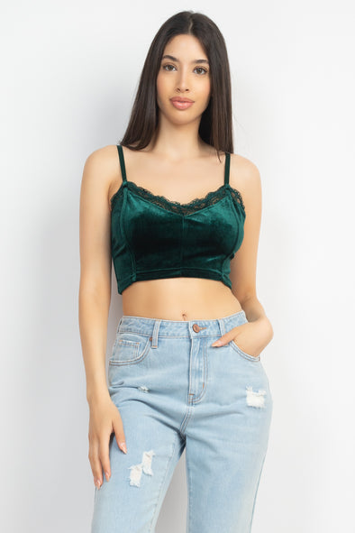 Sleeveless Corset Velvet Crop Top