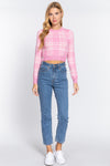 Long Slv Check Crop Sweater