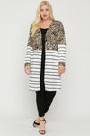 Long sleeves print-striped cardigan