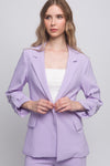 Woven Solid 3/4 Sleeve Blazer