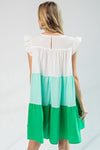 Poplin Tiered Color Block Dress