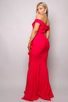 Crossover Front Off Shoulder Side Ruffle Maxi Dress