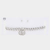 Double Circle Charm Curb Link Choker Necklace