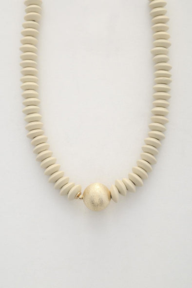 Ball Bead Wood Disc Necklace