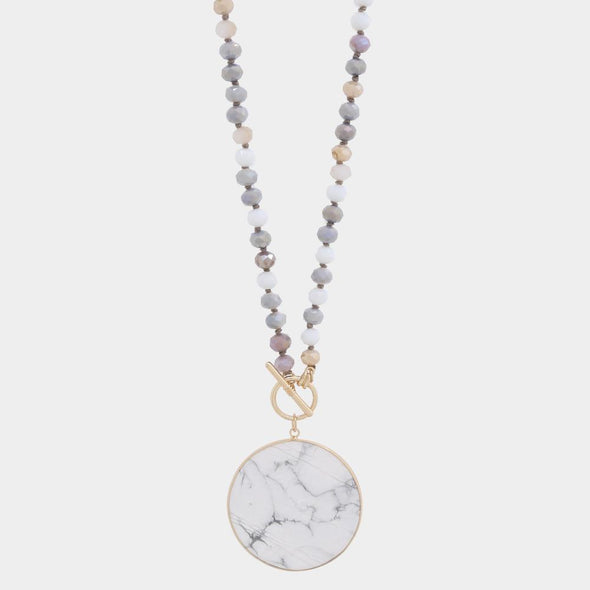 Stone Disc Beaded Necklace